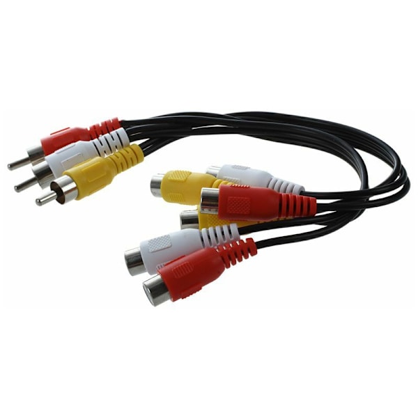 Uusi 3 RCA-uros - 6 RCA-naaras Audio Video AV-jakajakaapeli