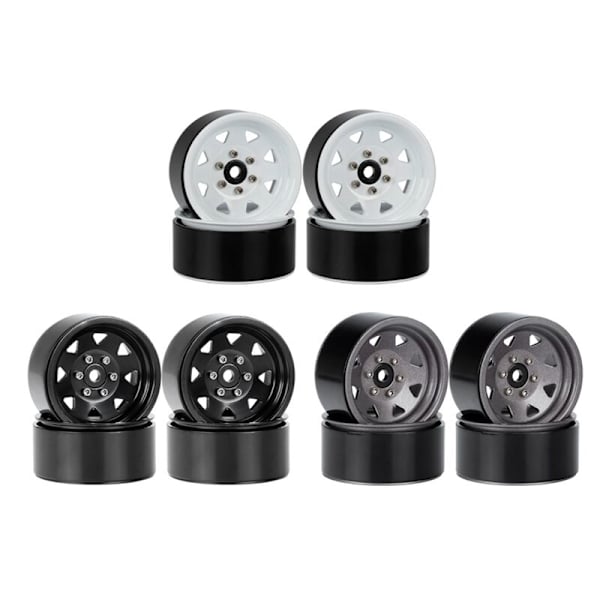 4 kpl 85 mm 1,55 metalli Beadlock vanteet renkaat sarja 1/10 RC Crawler auto Axial Jr D90, musta