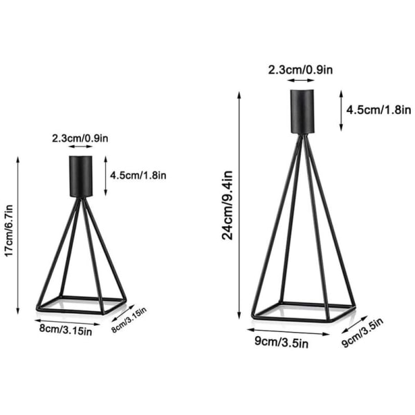 Set med 2 svarta koniska metalljusstakar, moderna dekorativa ljusstakar för bord (ljus)