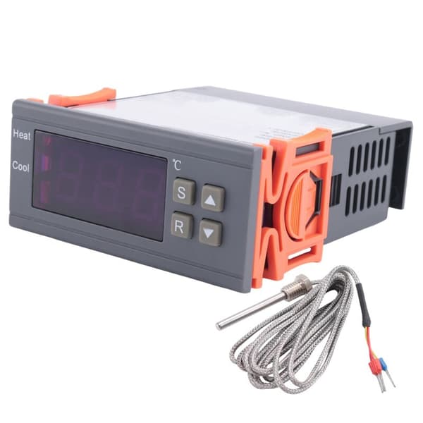 Digital temperaturregulator -99-400 grader PT100 M8 termoelementprobe innebygd termostatsensor 220V bryter