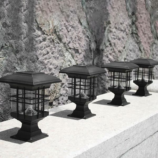 2X Vanntette Solcellelys for Stolpe, Hagebelysning, Solcelle-LED Gjerdelys