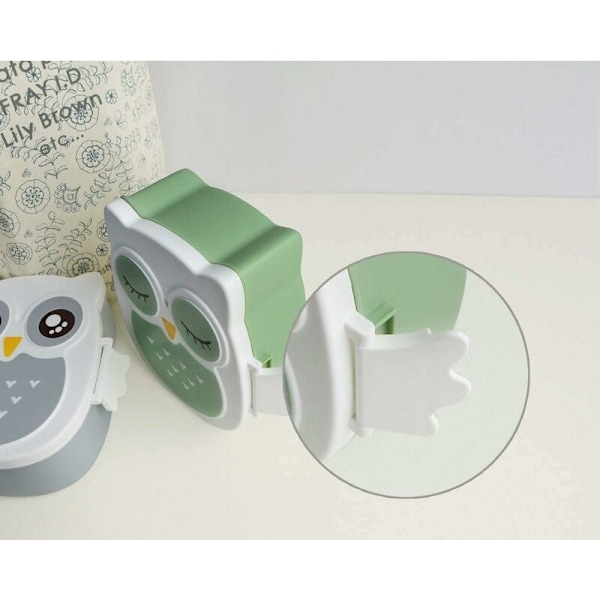 Lunchbox med Avdelare 2 Fack Lunchbox med Avdelare Pojkar Flickor Cartoon Uggla Tenn Frukostlåda Lätt Bärbar Bento Box (Blå)-DENUOTOP