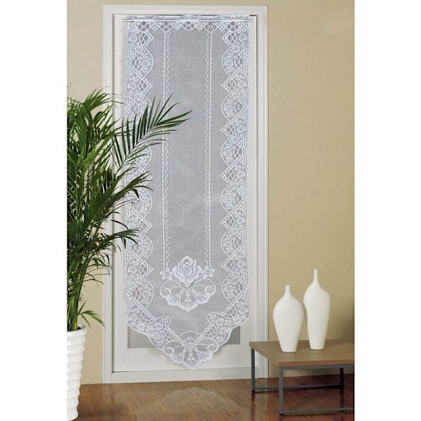 Blonde Dørgardin, 60cm x 180cm Semi Sheer Vindue Voile Gardiner, Broderet Gardin til Hjemmeindretning Stue, Soveværelse, Hvid