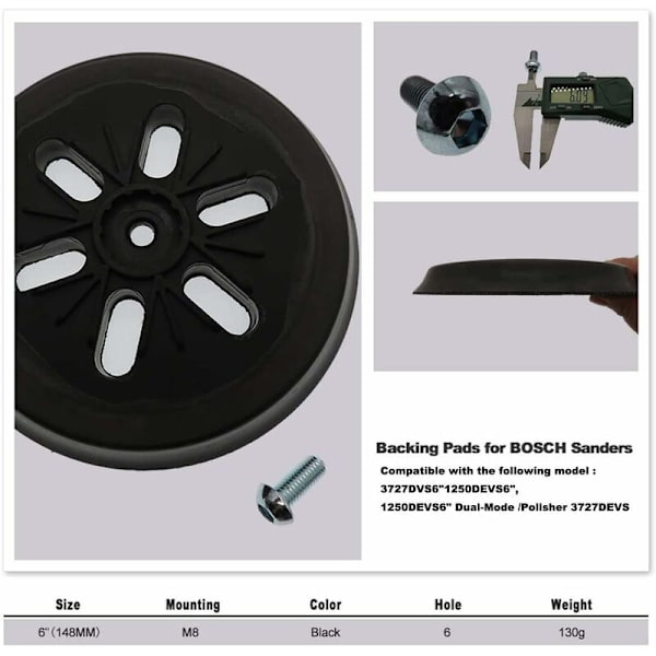 150 mm slibepude - til Bosch GEX 150 AC, PEX 15 AE, GEX 150 Turbo excentersliber - 150 mm med Poweka skrue