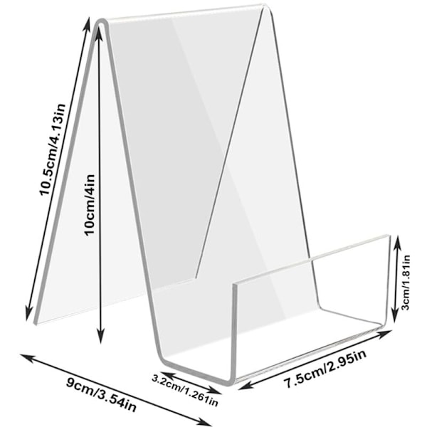 Set med 12 Akryl Bokstöd, Transparent Bokstöd, Akryl Displayställ för Böcker, Foton, Broschyrer, Surfplattor