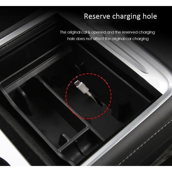 För Tesla Model 3 2021 Central Armrest Förvaringslåda Center Console Organizer Interiör Förvaringsbricka