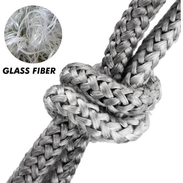 Vedspisdörrstätning ​Vedspisglasfiberrep, 10mm Skorstensförsegling 550°C Värmebeständig Tätningslist 4M