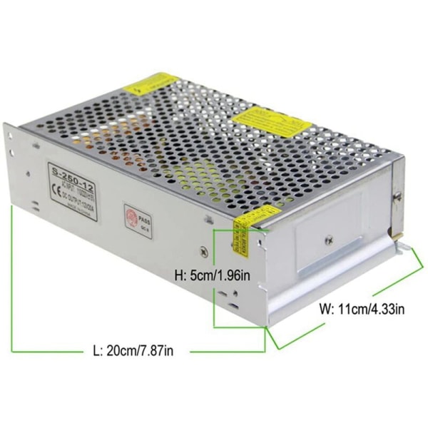 DC 12V 20A 240W Strömadapter Transformator Switch AC 110V/220V till DC 12V 20Amp Switching LED Konverter Adapter(20A)