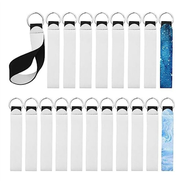 20-pack tomma nyckelringar för sublimering, neoprennyckelringar, sublimering armbandshängeämnen med nyckelring