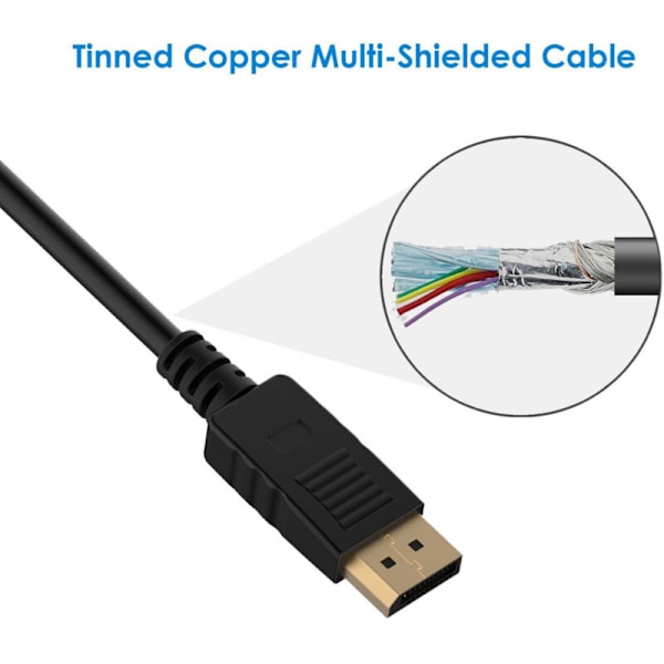 Displayport (DP) till DVI-kabel, guldpläterad, 1,8 meter