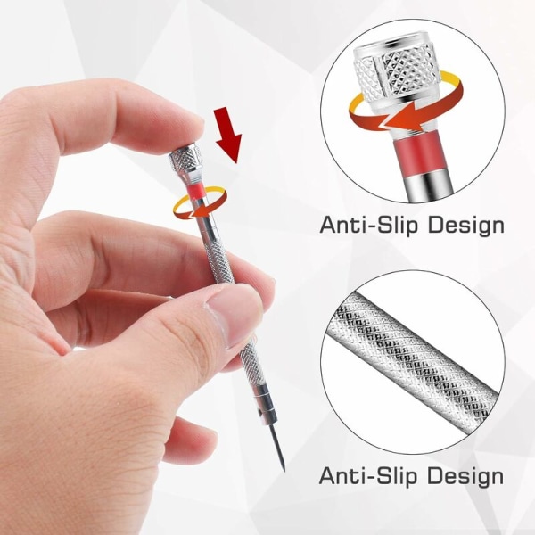 13-delad precisionsskruvmejselset, miniskruvmejselset med slitsade/Phillips-huvuden, för urmakare precisionsmekanik, för klockor, bärbar dator, elektron