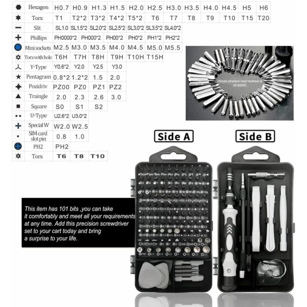 119 i 1 presisjonsskrutrekkersett Mini skrutrekkersett Magnetisk datamaskin reparasjonsverktøysett Skrutrekkersett med etui