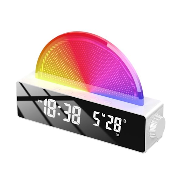 LaBlanc-Ljusväckarklocka - Väckningslampa med Soluppgångssimulering, Snooze/6 Ringsignaler/Timer/Temperaturvisning, Atmosfärslampa med 7 Färgförändringar