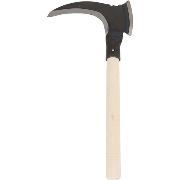 Høy manganstål ugressluke, hagearbeid dobbel sigd, landbruks ugressverktøy, flerbruks håndhageverktøy (enkelt blad, treskaft)