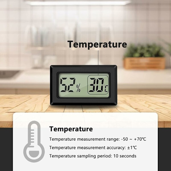 Mini Bærbar Hygrometer Termometer - -50 70℃ Temperaturinterval - 10% 99% RH - 4 stk