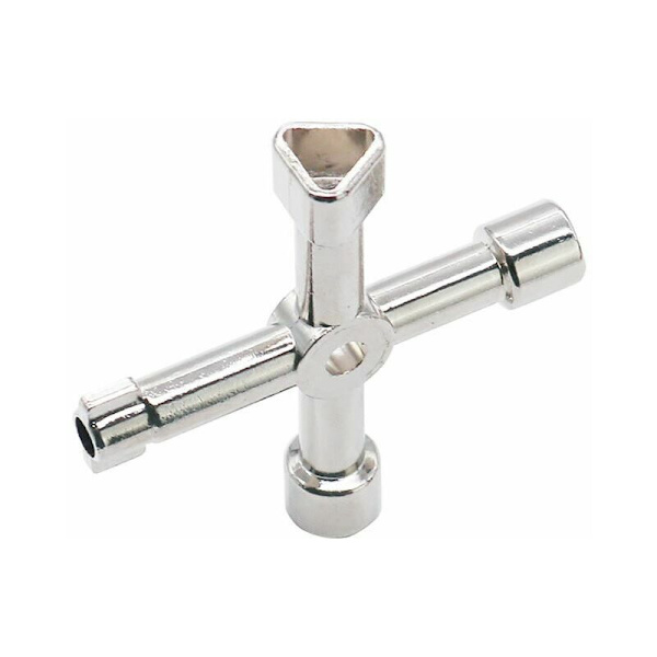 Multifunktionell Nyckel, 4 i 1 Multifunktionell Korsnyckel för Radiatorer Gas Elmätare Boxar Kranlås - 72mm, Silver