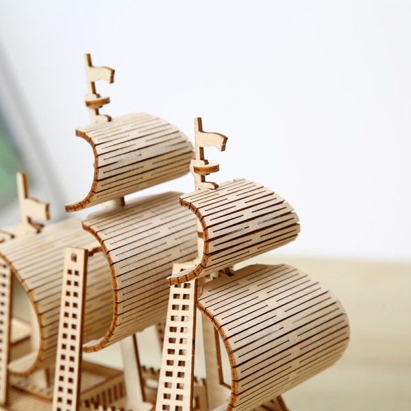 DIY håndlavet træ hav sejlskib model 3D tre-dimensionel puslespil gave børns legetøj desktop display