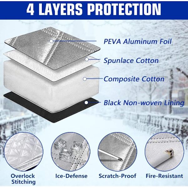 Bilfrontrutedeksel, Magnetisk Frontrutedeksel, Solskjerm Anti Frost Snø Anti Is UV Solbeskyttelse Universal Folding for Bil SUV (157 x 126c