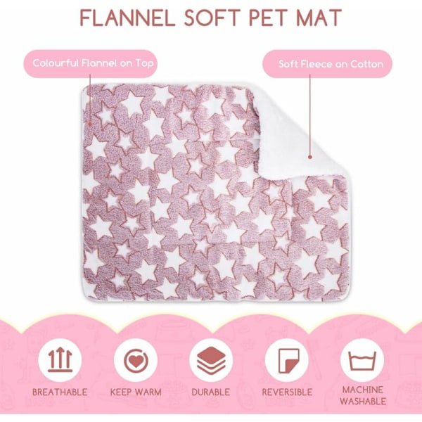 Madras til Hunde og Katte, Vaskbar Vendbar Vinter Flanel Madras til Kæledyr, Stor Størrelse Super Blød Fluffy Pude Hvalpe Seng, Plys Foldbar Madras 75x55