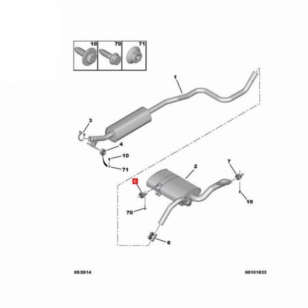 Elastisk udstødningsrørbeslag 9674551780 9674325380 til 3008 C4 løfteben
