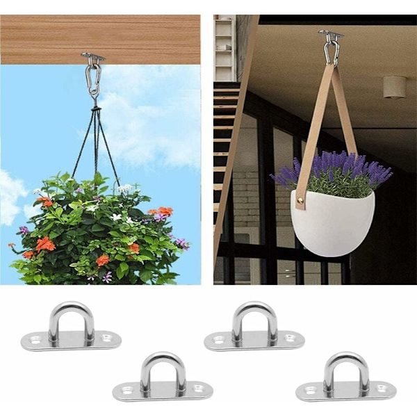 Rustfrit stål øjeplade, rustfrit stål kroge, øjeplade til øjeplade, rustfrit stål øjeplade, til parasol fastgørelsestilbehør, 4 stk