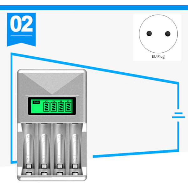 4-Slots Intelligent Batterilader til AA/AAA NiCd NiMh Genopladelige Batterier LCD Display EU Stik