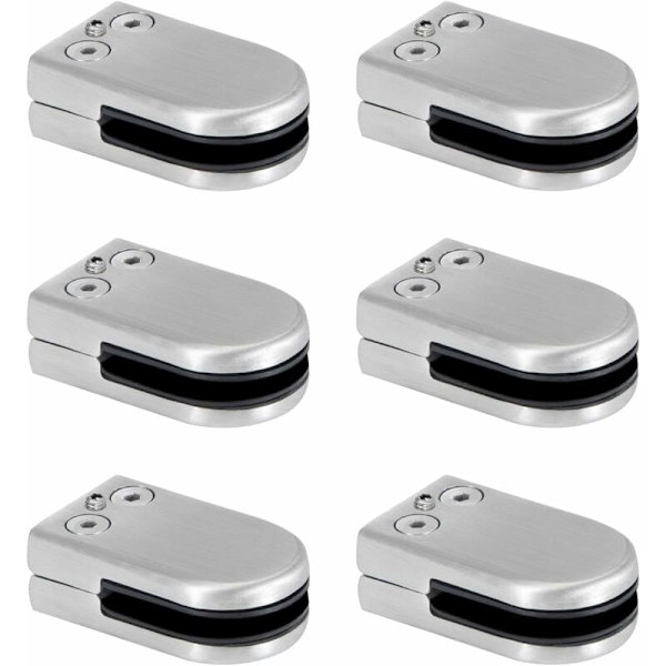 Glasklämma Rostfritt Stål Glasklämma 6-12mm Glasklämmor Justerbara Glasklämmor Platt Bakre Anslutning för Balustrade Trappräcke 6 Stycken