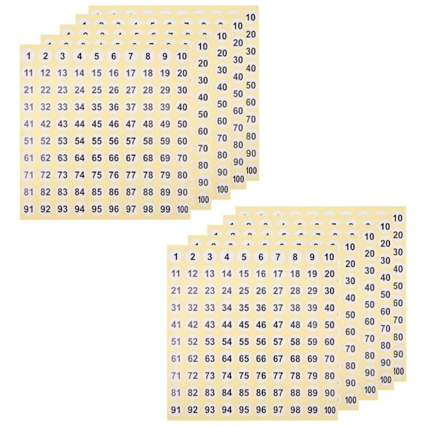 100 arkkia tarranumeroita 1-100 numerot 0,4 tuuman pyöreät tarrat pienet itseliimautuvat numerotarrat toimistoon