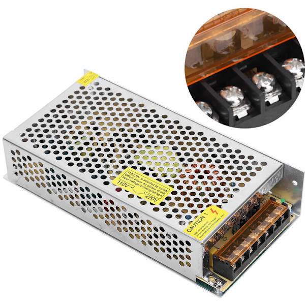 DC12V Strömförsörjningsadapter med strömbrytare i aluminiumlegering LED-skärm ljuslist för 3D-skrivare (S-180-12(12v 15A 180W)AC110/220V±15%)