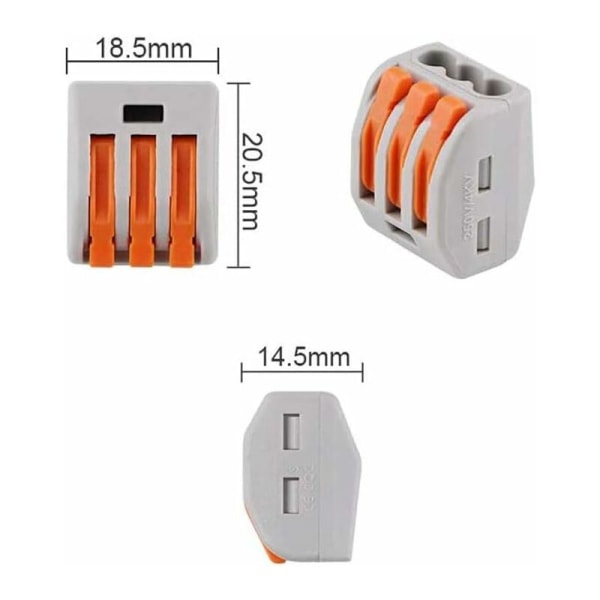 30 stk. Lever-Nut ledningsforbindelser, 3 porte leder kompakte ledningsforbindelser, kompakt forbindelsesstift terminalblok