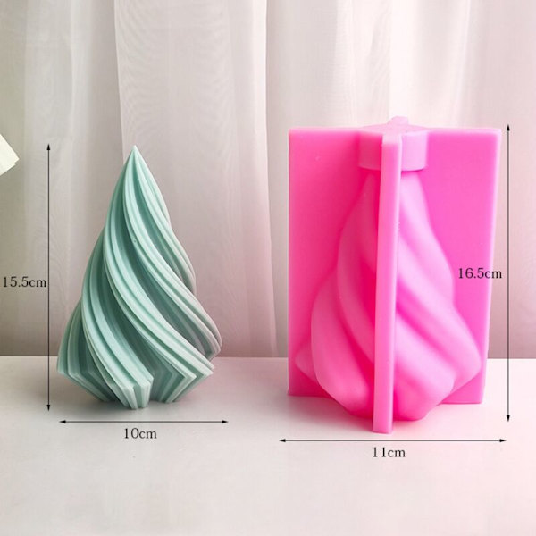 Roterende Kegle Lysform Bølge Stribet Aromaterapi Lys Silikonform DIY Buet Kolonne Gips Harpiksforme (L)