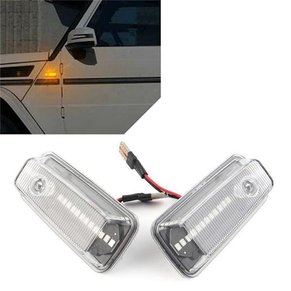 2 st LED dynamiska sidomarkeringsljus blinkers för W460 W461 W463 G500 G550 G55 G65 transparent