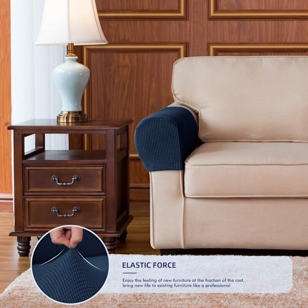Stretch Armstödsöverdrag Spandex Armöverdrag för Stolar Soffa Armstol Överdrag för Recliner Soffa med Vridstift 2-pack Marinblå