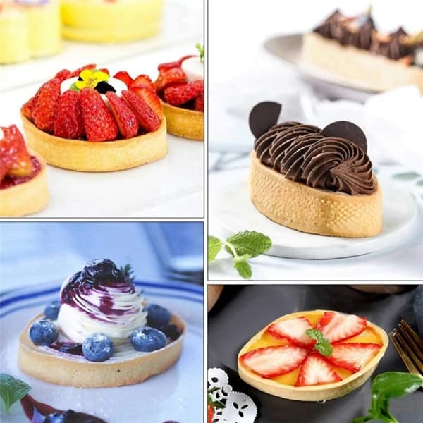 20X Båtform og Ring Rustfritt Stål Trekantet Tårnkakedform Bakeverktøy Perforert Kake Mousse Ring