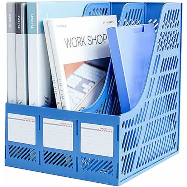 Office Storage Locker 2PCS Plastic Storage Box Document Holder Desk Organizer Box Sorter Magazine Holder File Folders for Classifying Papers(3 Compa