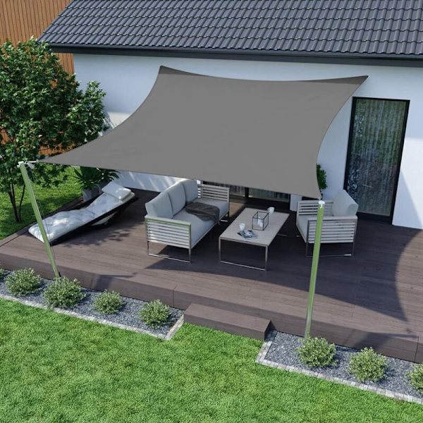 Vandtæt Skygge 3x3m, Rektangulær Skyggedug UV Beskyttelse til Udendørs Have Terrasse Balkon