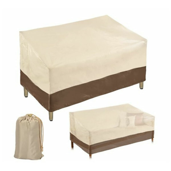Solid 2-seters Sofadekke for Patiobenk, Vanntett Utendørs Sofadekke, Liten (Standard), Beige og Brun（420D，1478279cm）