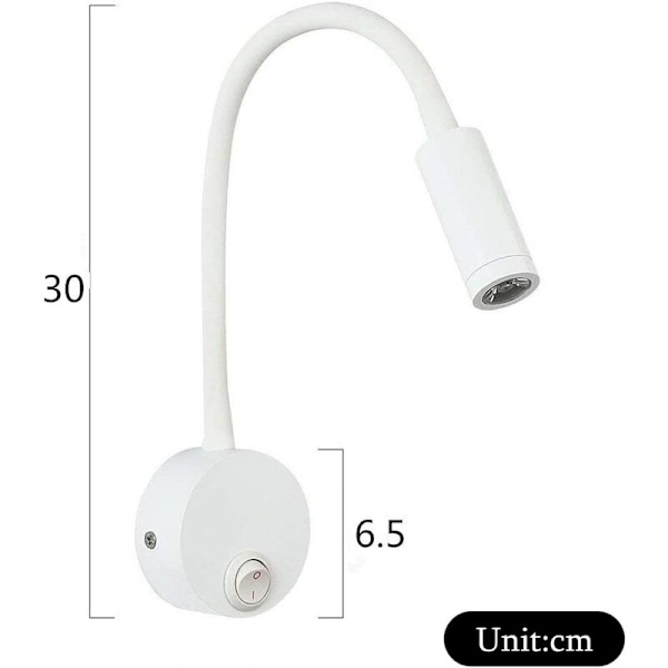 2 stk LED Leselys Veggmontert Aluminium Sølvfarge, Skrivebordslampe Varmt Hvitt Lys Øyevern Design, Sengelampe med Bryter