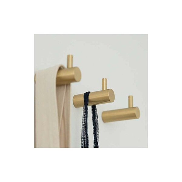 Sæt med 4 Børstet Messing Væghængte Krog 50mm x 12mm Guld Frakkekroge til Badeværelse Garderobe Håndklædeholder (L-Form)