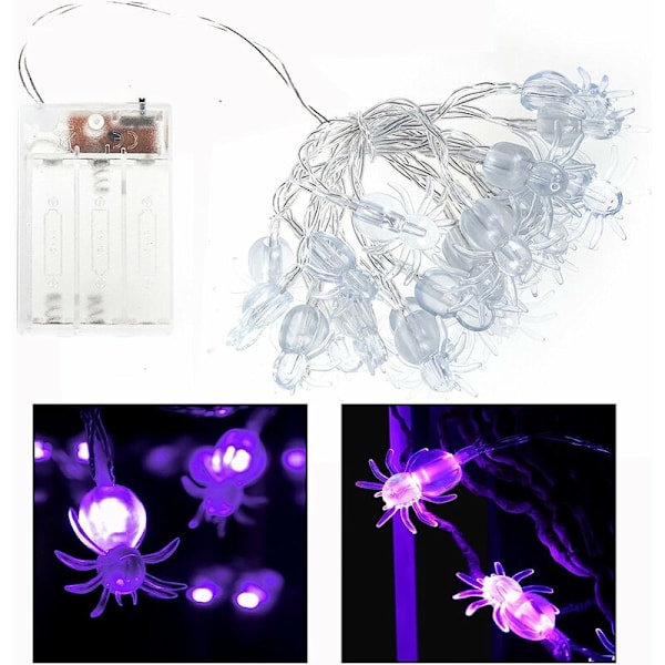 20 LED Spider Lys, Lyslenke Jule- og Halloweendekorasjon
