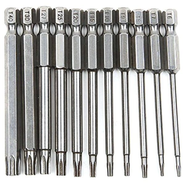11 stk Serie 75mm S2 Stål Torx Hex Hex Hoved Skrutrekker Sett Bits Håndverktøy Skrutrekker Skrutrekkersett