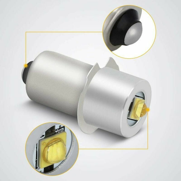 LED Lommelygte Pære 5W 6-24V P13.5S Høj Effekt Opgradering LED Pære Udskiftningssæt (2 Pak)