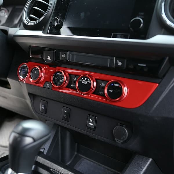 Center Console Air Conditioning Knap Kontrol Afbryder Panel Dæksel Trim til 2016-2020, Ingen Start Rød