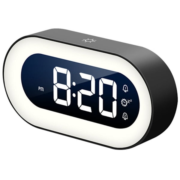 Liten Färgrik LED Digital Väckarklocka med Snooze, Enkel att Använda, Fullt Justerbar Ljusstyrka, Justerbar Alarmvolym, Strömadapter, Kompakt
