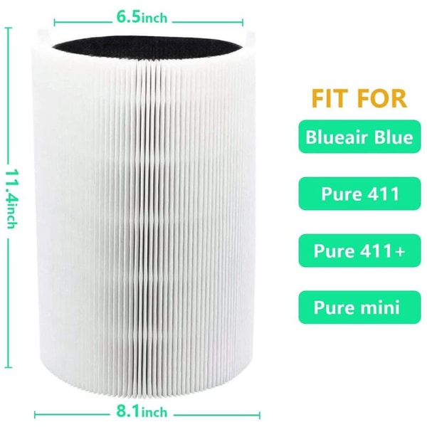 2-pack ersättningsfilter för Blue Pure 411, 411+ och Mini luftrenare, HEPA & aktivt kol kompositfilter