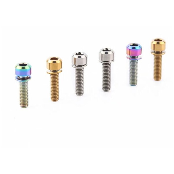 Sæt med 6 Farvede Titanium Skruer til MTB Styr M5 x 18 mm (Titanium)