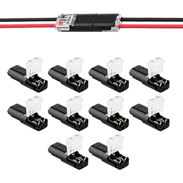 Dobbel ledning pluggbar kontakt + låsespenne, ingen ledningsstripping, 2-veis 2-pin LED-kontakt for AWG 20-24 20 stk