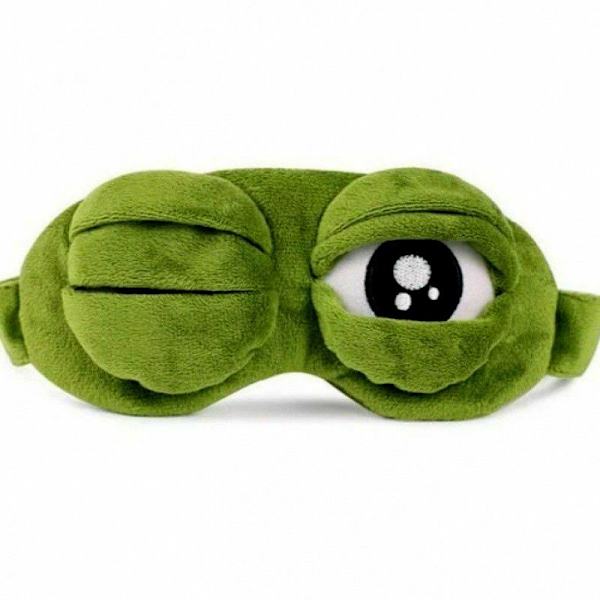 Mjuk Plysch Sömnmask med Sömniga Ögon Resa Sorglig Groda Ögonmask Vadderad Sömnmask 3D Ögonmask Barn Vuxen Avkopplande Ögonmask