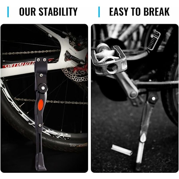 Universal justerbar mountainbikeholder med sidestolper med skridsikre gummifødder til cykler med 24-28\" hjuldiameter (sort)