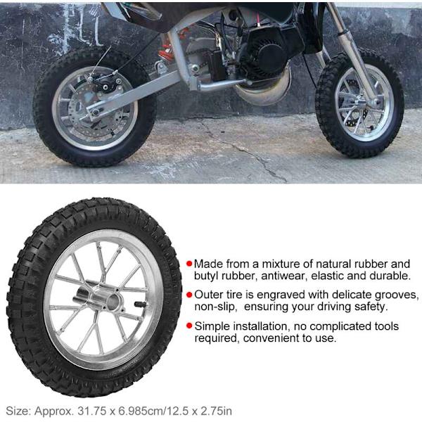 12,5 x 2,75 tuuman moottoripyörän etu- ja takarengas vanteella, sopii Coolster 49cc 2-tahti minimotoille